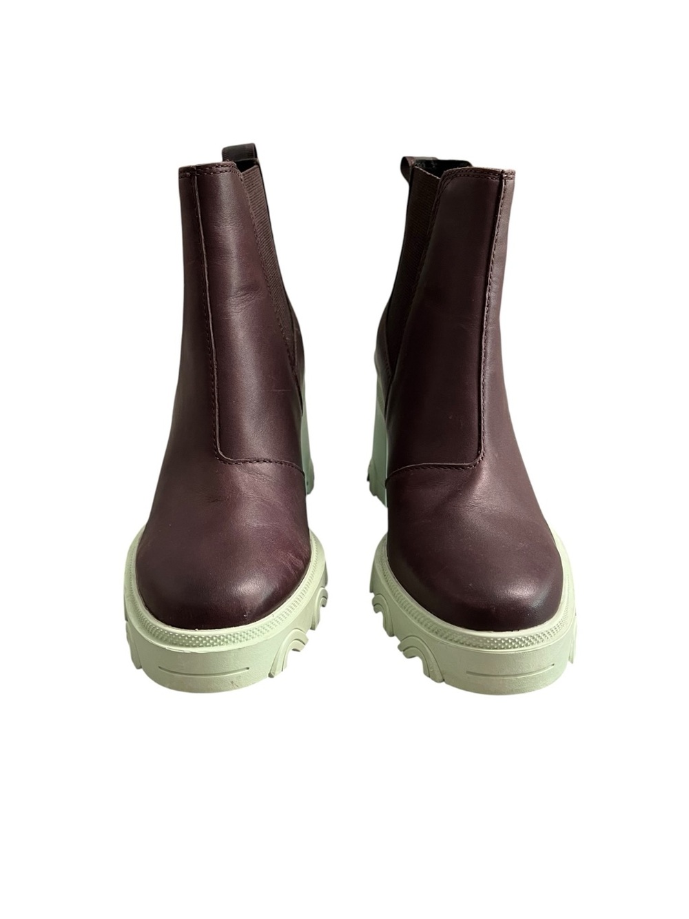 Sorel Brex Chelsea Boots Womens 8 Brown Leather Platform Chunky Heel Lug Sole - Picture 5 of 13